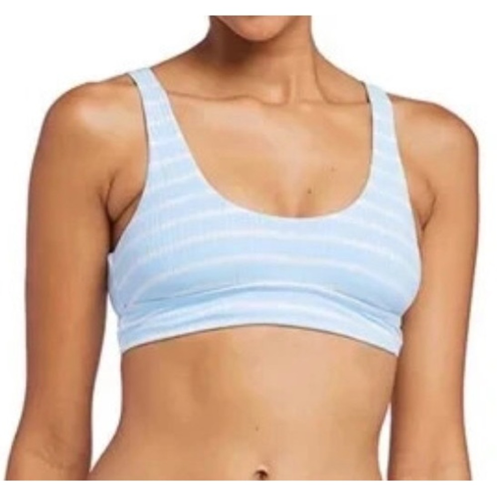 Vitamin A Gia EcoRib Scoop Bikini Top Blue White Striped Sky Eco Large 10